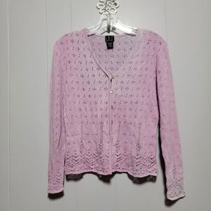 INC International Concepts Lavender‎ Lace Knit Cardigan Sweater Made in Italy